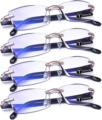 Immagine prodotto di Occhiali da lettura, 4 pezzi, con filtro anti-luce blu, da donna, design alla moda, ideali per lavorare al computer