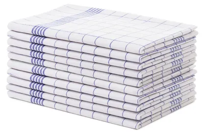 Produktbild von GÖZZE Geschirrtuch 10er Pack saugfähige strapazierfähige Baumwoll-Geschirrtücher mit Karomuster Blau 50 x 70 cm