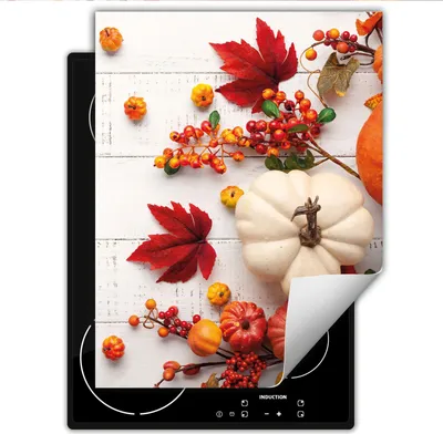 Produktbild von DarHaus Herdabdeckplatte Einteilig Küche Abdeckplatte für Glaskeramikfeld Abdeckung Induktionskochfeld Aufrollbare Matte 40x52 cm, Herbst - Holz