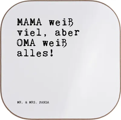 Produktbild von Mr. & Mrs. Panda Untersetzer Tasse MAMA weiß viel, aber... - Weiß - Geschenk, Familie, Tassen, Coaster, Großeltern, Oma, Glas, gläseruntersetzer, für Gläser, Muttertag