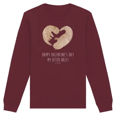 Produktbild von Mr. & Mrs. Panda Bio Pullover Otter Valentine Größe XL - Burgundy - Geschenk, für Frauen, Hochzeitstag, Pulli, Sweatshirt, Mitbringsel, Valentinstag, Freundin, Baumwoll