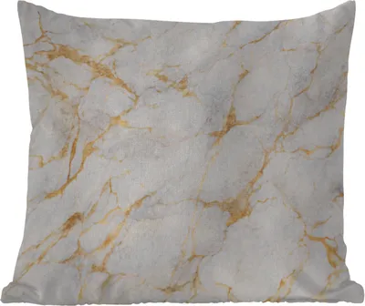 Produktbild von MuchoWow® Outdoor Kissen - Marmor - Weiß - Gold - Abstrakt - 40x40 cm - Wetterfest - Lounge Kissen - Kopfkissen - Interieur - Polster mit Bild