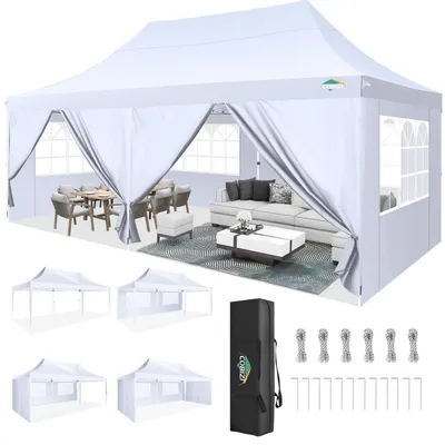 Produktbild von Faltpavillon 3x6m Wasserdicht UV-Schutz 50+ mit 6 Seitenwänden Weiß
