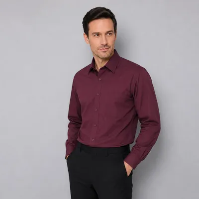 Produktbild von Herren Hemd langarm, bordeaux, Größe 49/50 : 50 : bordeaux : 60% Baumwolle 40% Polyester