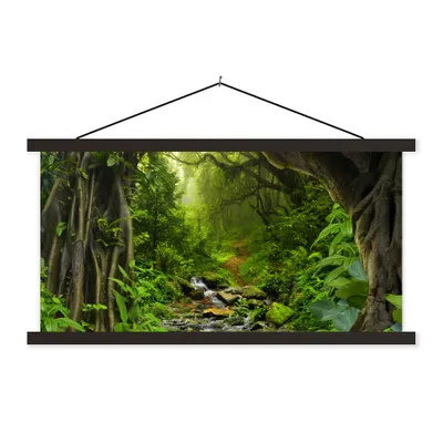 Produktbild von MuchoWow® Textilposter Natur - Wasser - Dschungel - Wald - Tropisch 120x60 cm mit schwarzem Rahmen - Dekoration Schlafzimmer