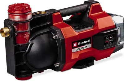 A red and black water pump.