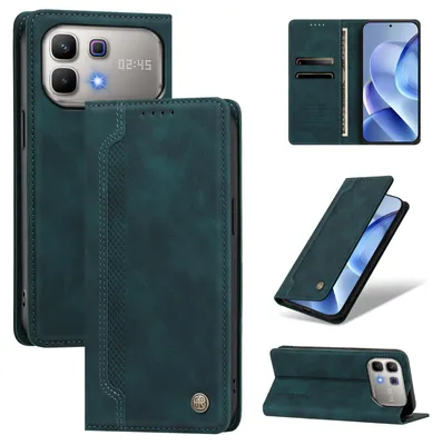 Produktbild von Handyhülle für Infinix Note 60 5G, Leder Wallet Klapphülle mit Standfunktion, Stoßfeste Schutzhülle Grün
