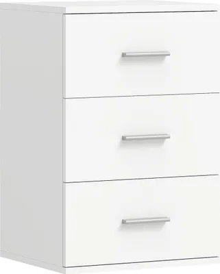 Produktbild von Nachttisch mit 3 Schubladen, Beistell-Kommode für Schlafzimmer, MDF, Weiß