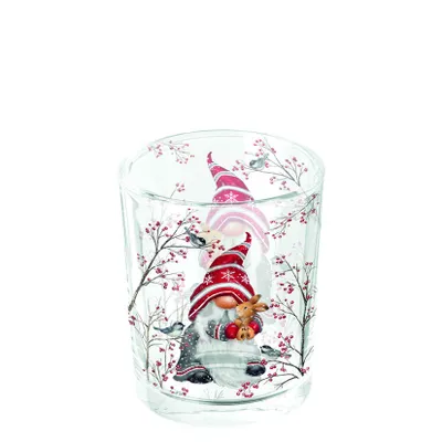 Produktbild von Teelichtglas Dwarf Hug - Niedlicher Zwerg mit Hase Ø4,5cm, Höhe 7cm