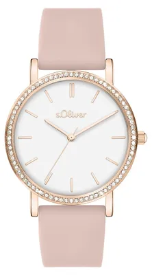 Produktbild von s.Oliver Damenuhr - Rund - Roségold - 35 mm - Elegante Damenuhr aus Metall mit Q