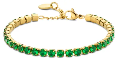 Produktbild von CO88 Collection Armband für Damen – Tennisarmband – Ø 4 mm Zirkonia-Steine – Grün – 16+3 cm – Stahl – Silberfarben – 8CB-91220