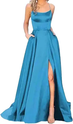 Produktbild von HAHAEMMA Elegantes Damenkleid Abendkleid Ballkleid Lang Maxi Blau XS