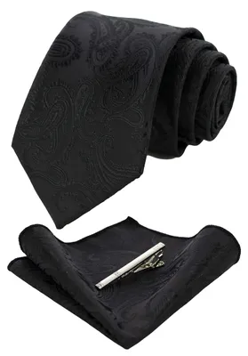 Productafbeelding van Elegante Stropdas met Pochet en Stropdasclip in Zwart