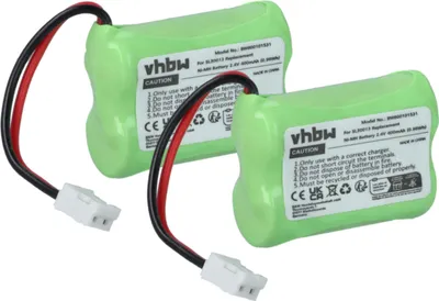 Produktbild von vhbw 2x Akku kompatibel mit Switel MD 9600, 9700, 9300, 9500 schnurlos Festnetz Telefon (400 mAh, 2,4 V, NiMH) Grün