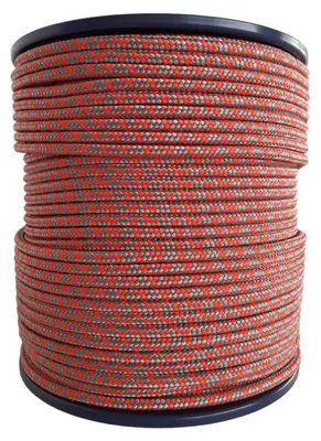 Obrázok produktu pre Opletené lano s jadrom PPV 8 mm, 16 prameňov, 200 m, oranžovo-sivé, ENPRO