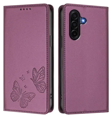 Image de Étui en cuir pour Samsung Galaxy A37, motif papillon, étui portefeuille à rabat avec support, violet