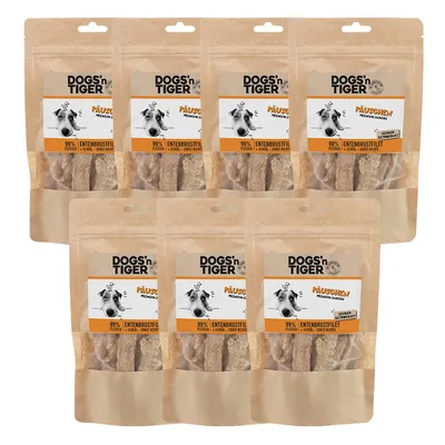 Zdjęcie produktu dla Dogs'n Tiger Adult Dog Snacks Päuschen, smakołyki, 99% liofilizowany filet z piersi kaczki, 7x80g