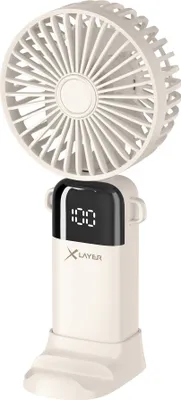 Zdjęcie produktu dla Cichy przenośny wentylator XLayer, 5 poziomów prędkości, kompaktowy, składany, wyświetlacz LED, akumulator 1200 mAh, uchwyt na smartfon, nagi