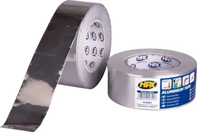 Imagen del producto de Cinta adhesiva de aluminio HPX, modelo AL5050, 0,08 mm de grosor, 50 mm de ancho, 50 metros de longitud
