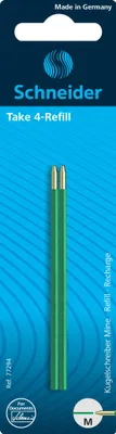 Image de Schneider 77294 Mine pour stylo à bille Take 4 Refill - M, vert (indélébile), 2 pièces