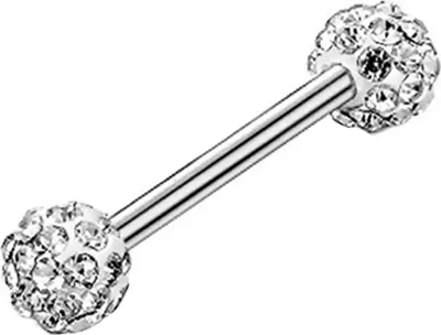 Produktbild von Frauen Strass Zunge Nase Nippel Ring Ohrstecker Körper Piercing Schmuck-Weiß