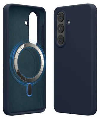Produktbild von kwmobile TPU Silikon Hülle für Samsung Galaxy S26 - Weiche Handyhülle kompatibel mit MagSafe, magnetisches Backcover in Marineblau