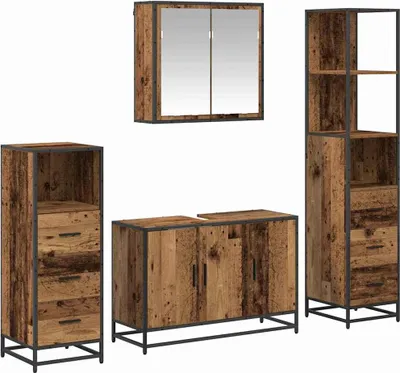 Produktbild von vidaXL Badezimmermöbel-Set 4 stk. Altholz 90 x 33 x 60 cm