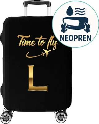 Produktbild von Personalisierte Kofferhülle 27-31 Zoll, Reise-Koffer Hülle Abdeckung, elastisch, waschbar, Kofferschutzhülle, Kofferbezug, Groß L (H66-76 W48-56 D29-33 cm) A-Z Time to fly [083]