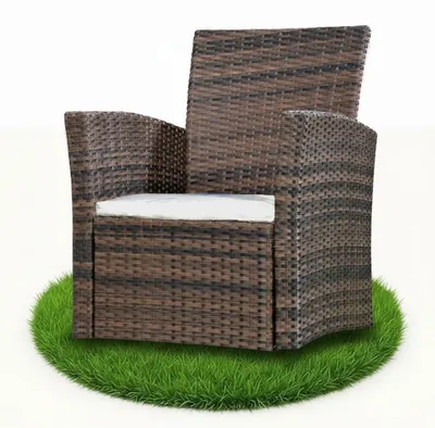 Produktbild von Gartenstuhl aus Polyrattan mit Kissen, Wetterfest und Bequem
