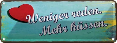 Image de vianmo Plaque en tôle 10x27 cm weniger reden mehr küssen Herz
