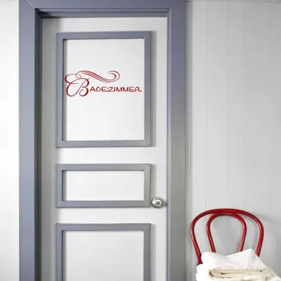 Produktbild von Wandtattoo - Wandaufkleber - Tür- Wandtattoo Badezimmer - 30cm x 10cm dunkelrot - Dekoration Küche Wohnzimmer Wand