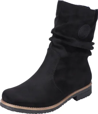 Produktbild von Rieker Damen Stiefelette geraffter Schaft Reißverschluss zweifarbige Sohle 73560, Größe:39 EU, Farbe:Schwarz