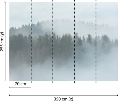 Produktbild von Tadessi Fototapete | Wald | 3.50 m x 2.55 m | Weiß | Grün | Wandbild | Digitaldruck