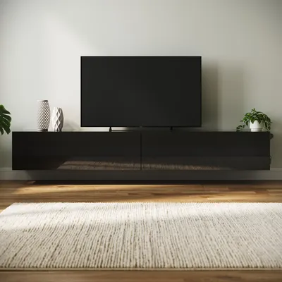 Produktbild von SONNI TV-Schränke Schwarz Hochglanz hängend holz 200 x 40 x 30cm Wandhängend, bodenstehend Niedriger Schrank