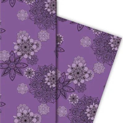 Produktbild von Elegantes Geschenkpapier mit Blüten, lila - G4782, 32 x 48cm