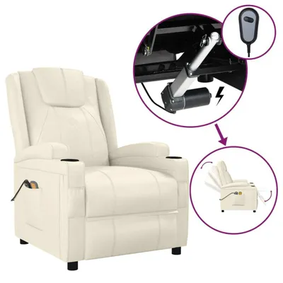 Obrázek produktu pro vidaXL Elektrické masážní křeslo Cream White Imitace kůže