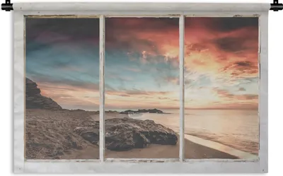 Produktbild von MuchoWow® Wandteppich Wandbehang Aussicht - Strand - Meer 120x80 cm Tapisserie Dekoration Wandtuch - Wanddekorationen - Wandtücher