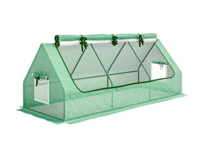 Produktbild von Gewächshaus, Foliengewächshaus aufrollbares Fenster, 240 cm x 90 cm x 90 cm, Grün