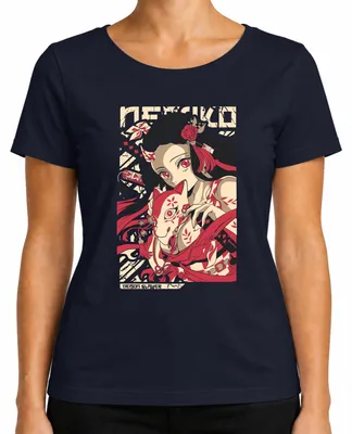 Productafbeelding van Demon Slayer Nezuko Kitsune masker, anime cadeau, Japan, Y2K streetwear, manga, dames T-shirt, marineblauw, maat M