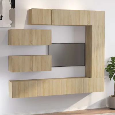 Produktbild von The Living Store 7-tlg. TV-Schrank-Set Sonoma-Eiche Holzwerkstoff