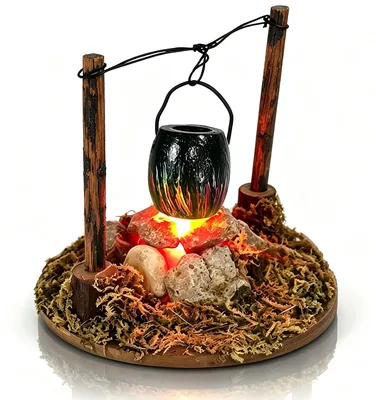 Image de Feu de joie LED – Mini-cheminée pour accessoires de lutins et de crèches – 4,5 x 4,5 x 4,5 cm