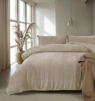 Imagen del producto de Sábanas edredón Sleeptime, diseño Chevron, color taupe, tamaño 240 x 200/220 cm