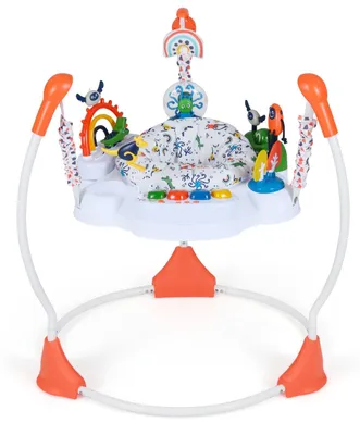 Produktbild von KOMFOTTEU Lauflernhilfe für Babys, Lauflernhilfe in 3 Höhen verstellbar, mit 6 interaktiven Spielzeugen, Licht und Musik und drehbarem Spieltisch, Lauflernhilfe für Babys ab 6 Monaten (Orange)