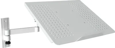 Produktbild von Laptop Wandhalterung Universal Notebook Halterung schwarz - schwenkbar neigbar ausziehbar - mit Tablet Adapter Ablage Auflage weiß Modell: L52W-APW