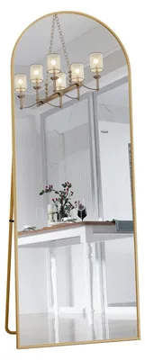 Obrázok produktu pre Zrkadlo na celé telo - Oblúkové stojace zrkadlo - Veľké podlahové zrkadlo 162×53 cm - Dekoratívne zrkadlo do spálne - Zlatá farba