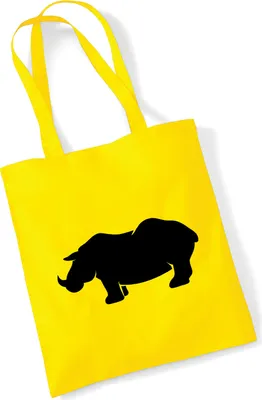 Produktbild von Huuraa Jutebeutel Nashorn Silhouette 10 Liter Yellow Baumwolle Tasche Geschenkidee
