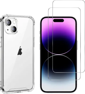Immagine prodotto di Custodia antiurto per iPhone 15 e 2 protezioni per lo schermo in vetro temperato Phonillico