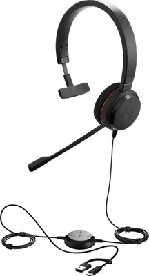 Image de Jabra Evolve 20 Headset Casque filaire Bureau/Centre d'appels USB Type-C / USB Type-A Noir