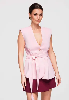 Produktbild von Ombre Damen Taillierte Weste mit ausgestelltem Saum Elegant pink S