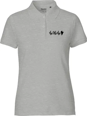 Produktbild von Huuraa Damen Polo Shirt Ho Ho Ho Weihnachtsmann L Sport Grey Bio Baumwolle Fairtrade Poloshirt Geschenkidee